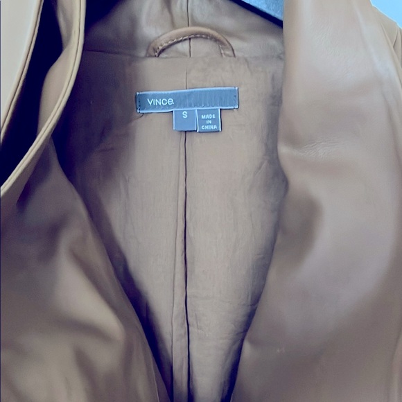 Vince Brown Leather Women's Jacket - Picture 3 of 9